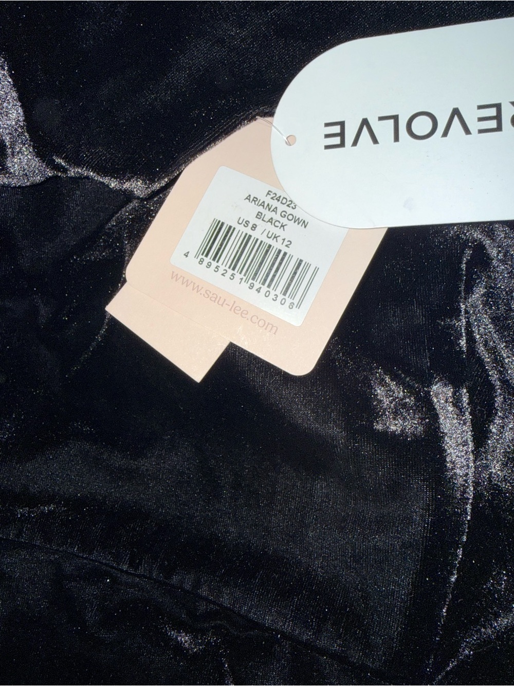 Sau Lee Ariana Gown in Black Velvet Size 8 - Picture 10 of 10